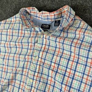 Chaps Men's 2XLT Plaid‎ Short Sleeve Button Front Easy Care Shirt Multicolor EUC